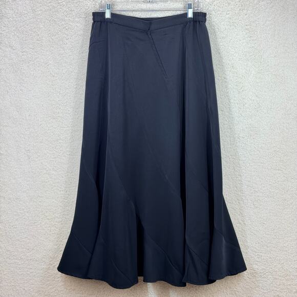 Ashro A Line Silhouette Bias Cut Black Maxi Skirt Women 14 Lined Cocktail Party - Picture 2 of 9